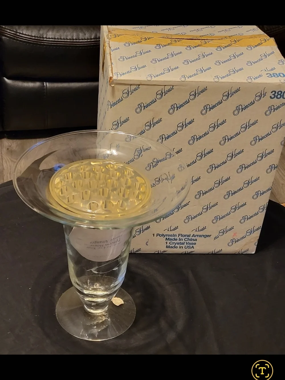 NEW Princess House Heritage Crystal Vase with Floral Arranger